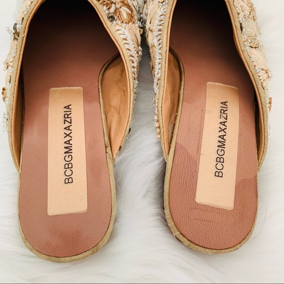 BCBGMaxAzria Ivory Tan Sequin Beaded Mules - Picture 6 of 10